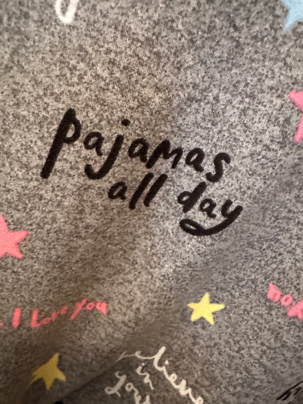 Joyspun Gray Star & Novelty Script Pajama Tank Top and Shorts Set Size M (8-10) - Picture 5 of 12